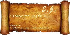 Siskovits Jolán névjegykártya