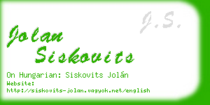 jolan siskovits business card